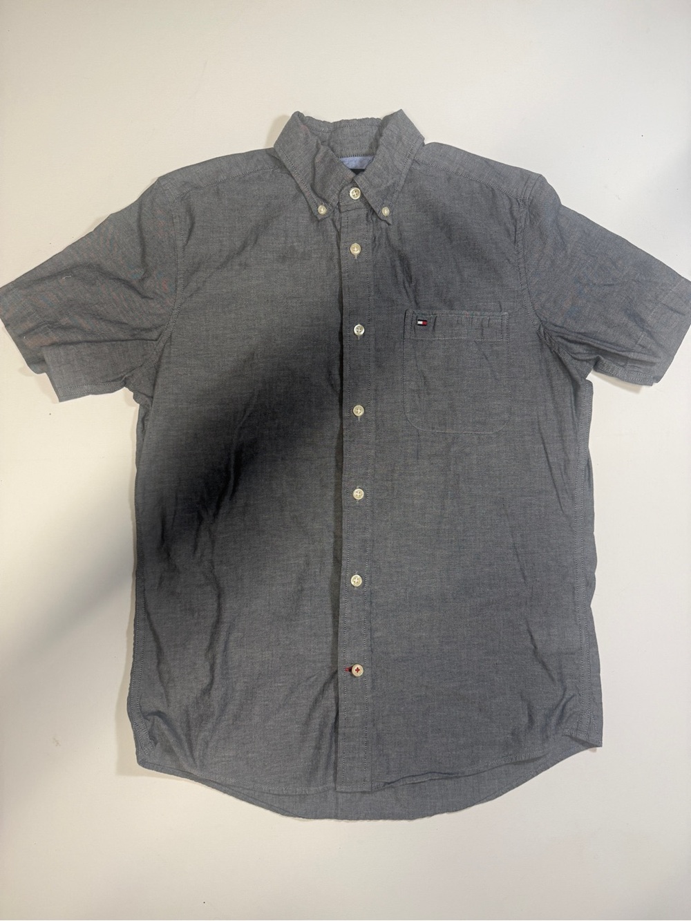 Tommy Hilfiger Short Sleeve Button-Down Shirt in Charcoal